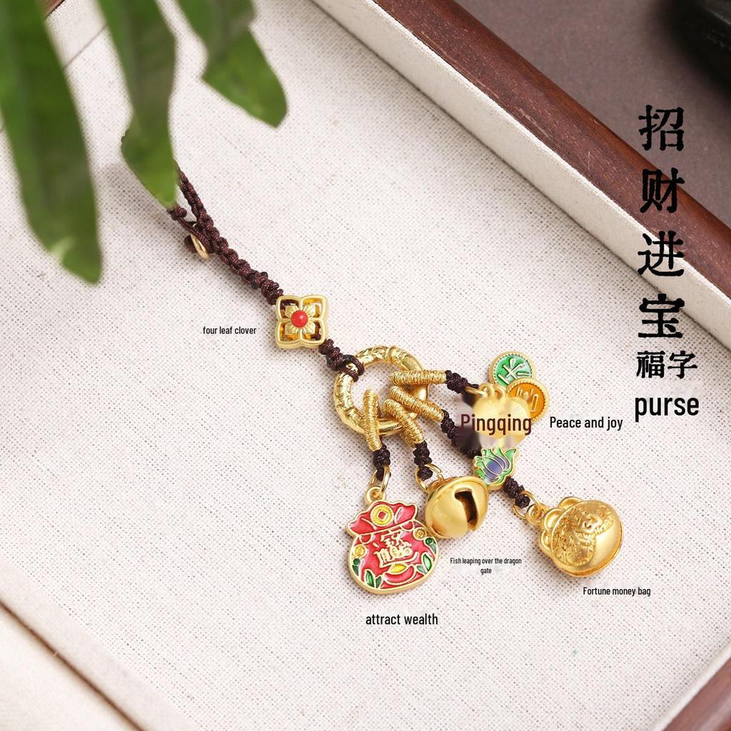 Китайский старинный французский модный брелок с предсказанием судьбы и сплетенным вручную мешочком для благословения