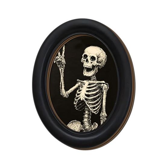 Gothic Home Decor Halloween Wall Art, Retro Oval Hanging Decoration, Table Small Ghost Picture Sign, Decorative Art for Living Room Holiday