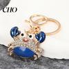 Holiday Style Keychain Pendant Sparkling Rhinestones Inlaid Crab Design Key Bag Charm Holder with Lobster Clasp Lightweight Car Accessory