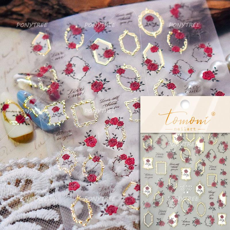 Punk Silver Metal Line Star Flower Love Colorful Butterfly Nail Art Stickers Horror Halloween Decorations Manicure Decals