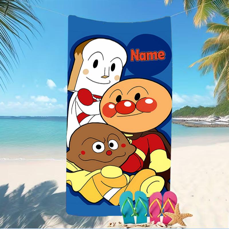 Customizable personalized beach towels Anpanman themed designs.Suitable for the beach, yoga, sports;ideal as beach accessories