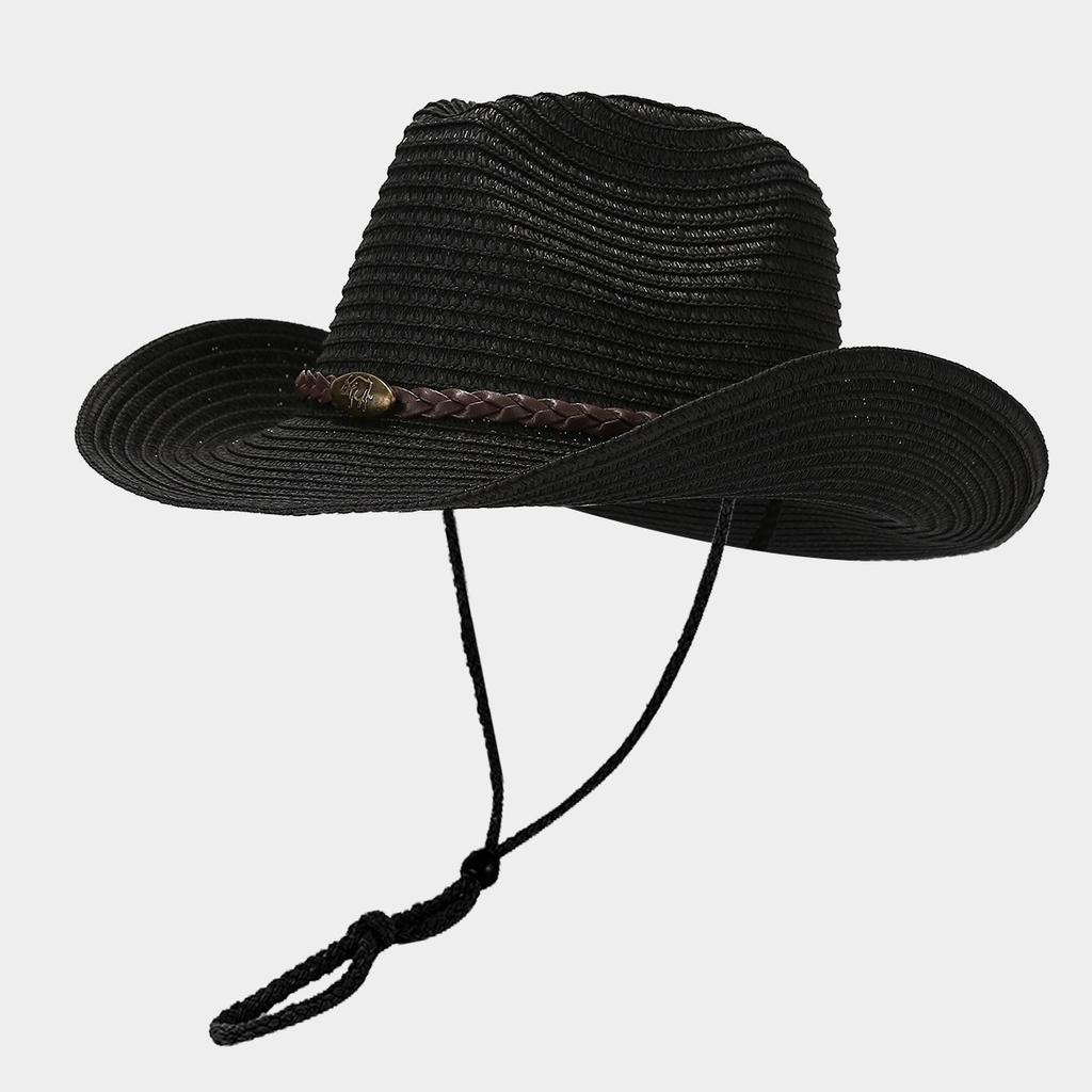 Outdoor Hat with Plastic Large Brim Sun Hat, Western Cowboy Style Straw Hat, Light and Easy To Carry, Suitable for Giving To Friends and Family
