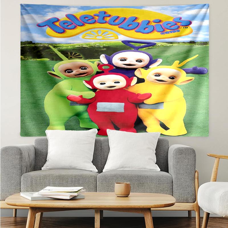 Teletubbies Print Tapestry, Backdrop, Easy Setup, Ideal for Bedroom, Office & Living Room, with Aesthetic Wall Hanging Decor.