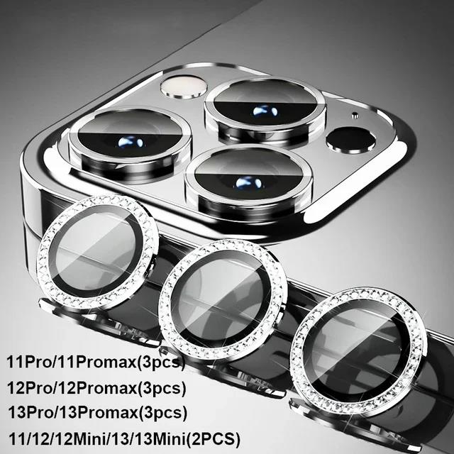 2-3 шт. Металлическое Алмазное Стекло Защиты Объектива Камеры Для IPhone 15 Pro Max 12 13 Mini Чехол Для IPhone 14 13 12 16 Pro Max Защитное Стекло Объектива 4