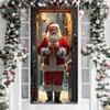 Vivid Santa Claus Open The Door Banner 2025 Xmas Door Cover Linings For Christmas Doors Xmas Outdoor Garden Decoration Novelty