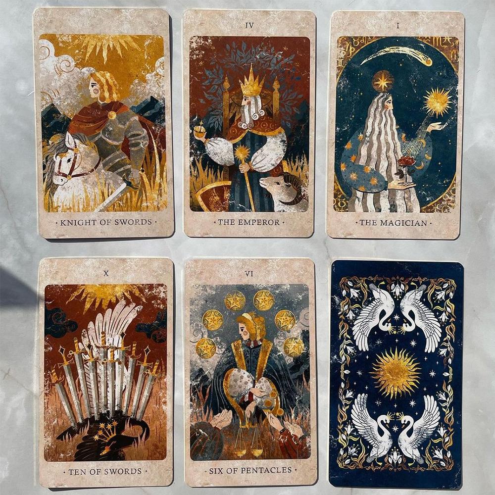 Гадательные карты Солнечного Королевства Таро Волшебное путешествие Космическое Прозрение 12*7 см 86 шт. Карты в жесткой коробке Уникальная инди-колода Таро