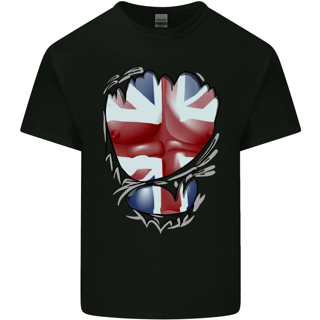 The Union Jack Flag Ripped Muscles Kids T-Shirt Childrens