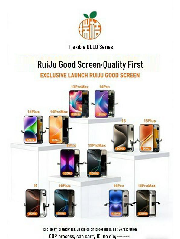 Руйцзю RJ: Совместимо с Apple Серии 13-17/ProMax Гибкие OLED-экраны с высокой частотой обновления