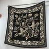 90CM Vintage Square Twill Scarf Shawl Hijabs Luxury Plant Printed Bandana Foulard Neckerchief For Women