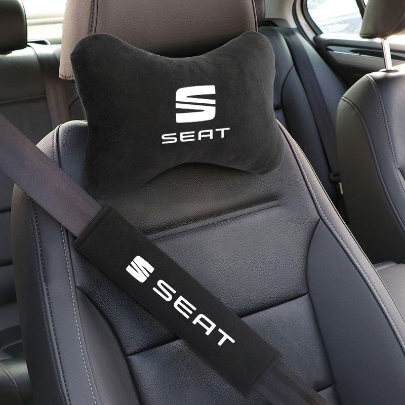 Car Seat Headrest Auto Logo Neck Pillow Seat Belt Shoulder Pad for Seat Ibiza Leon Cupra Ateca Altea Arona Tarraco Toledo Exeo