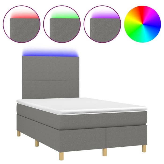 Maison Exclusive - Sommier à lattes de lit et matelas et LED Gris foncé 120x200 cm