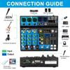 Depusheng Portable Mini Mixer 6 Channel Audio Mixer DJ Console with Bluetooth 48V Phantom USB 256 DSP for PC Recording Webcast Party BF6+ Function,