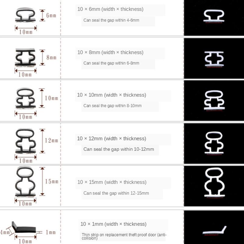 6M силиконовая резиновая уплотнительная лента для дверей, окон, звукоизоляционная лента, самоклеящаяся лента 10x1/6/8/10/12/15 мм, оконная фурнитура