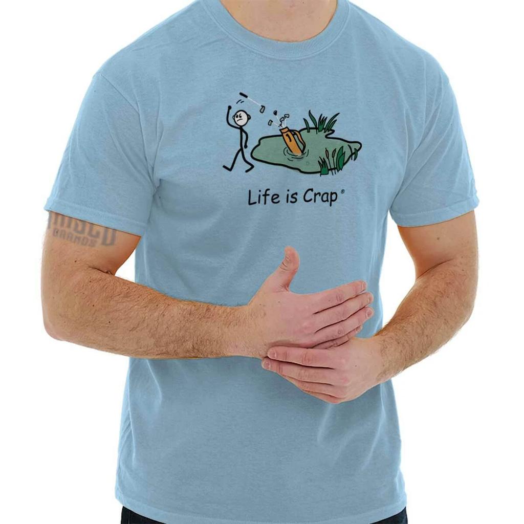 Life Is Crap Funny Golfer Golf Lover Gift Mens Casual Crewneck T Shirts Tees