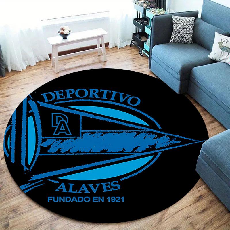 Deportivo Alaves Round Area Rug,Carpet Rug for Living Room Bedroom Sofa Playroom Decor,Non-slip Floor Mat