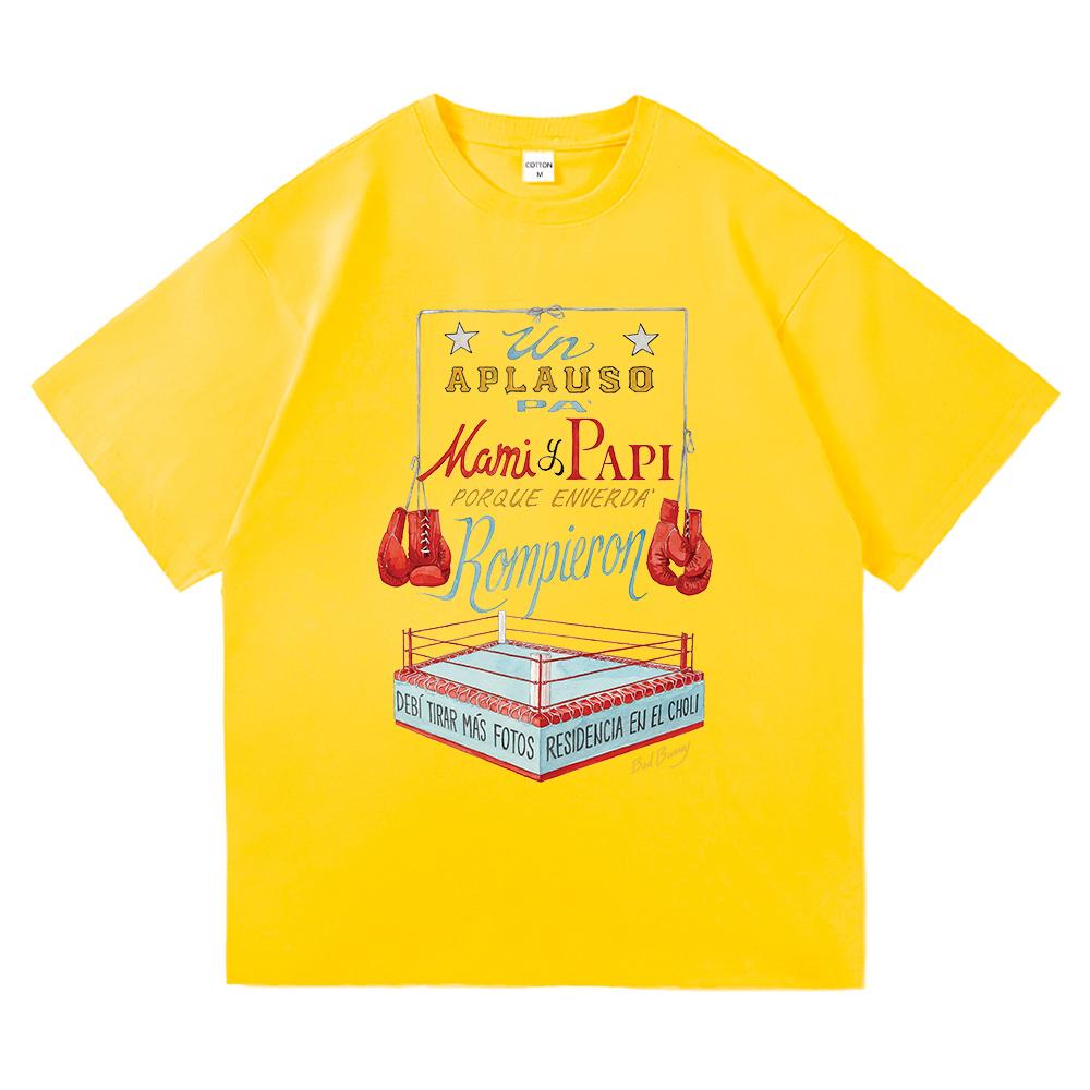 Dtmf Residencia Tour Boxing Tshirt Bad Bunny Unisex Unisex Clothing Harajuku High Quality Tops Cotton Shirt Fan Gifts Streetwear