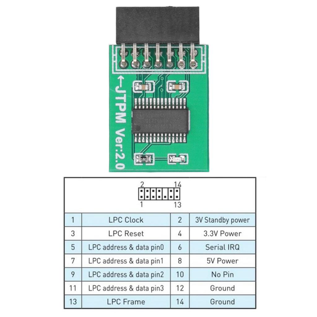 Для модуля TPM 2.0 MSI Strong Encryption 14-контактный интерфейс LPC Плата модуля TPM для Win11 Зеленый для модуля TPM2.0 MSI Модуль TPM