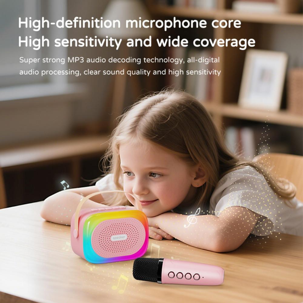Portable Wireless Bluetooth Speaker with Microphone – All-in-One Karaoke System for Home, Outdoor Use, and Singing (Supports Bass & Memory Card)