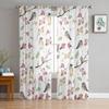 Plants Flowers Watercolor Birds Sheer Curtains for Living Room Decoration Window Curtains Kitchen Tulle Voile Organza Curtains