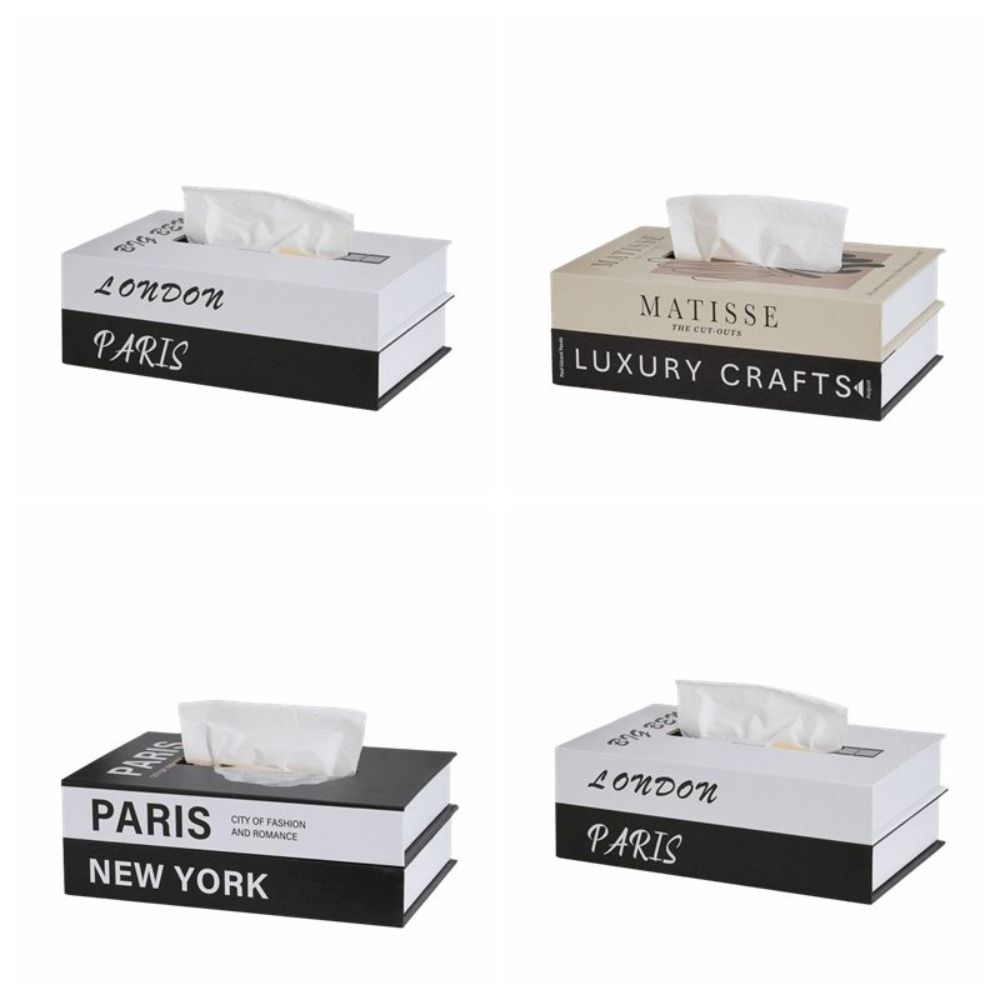Luxury Book Style Tissue Box Ornaments Napkin Holder Case Organizer Paper Box Home Decoration