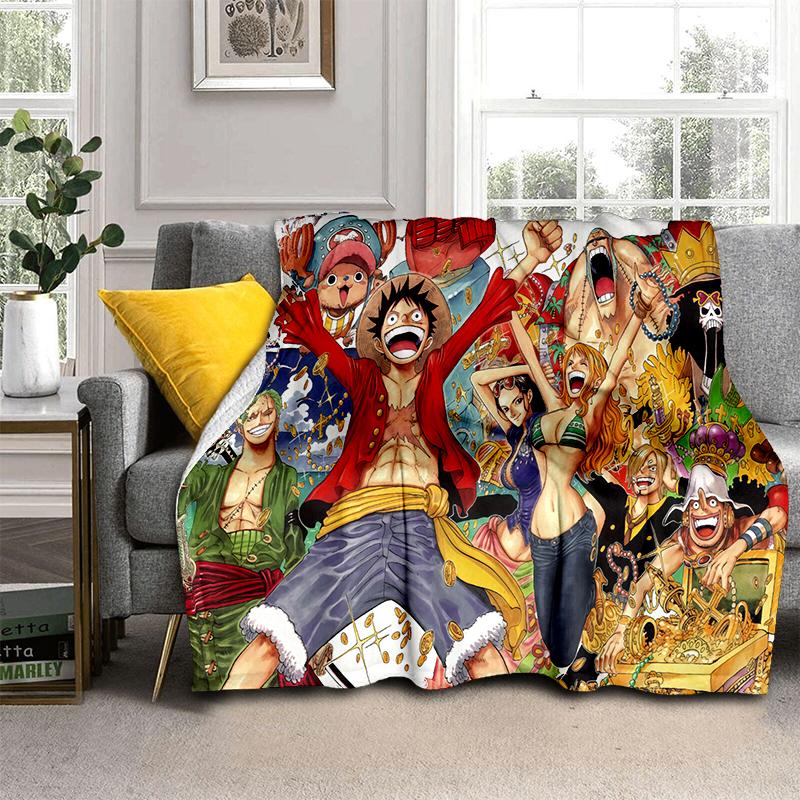 3D Фланелевое одеяло с героями мультфильма Аниме One Piece, мягкое теплое плед для спальни, гостиной, кровати, кемпинга, пикника, офиса, подарок для детей