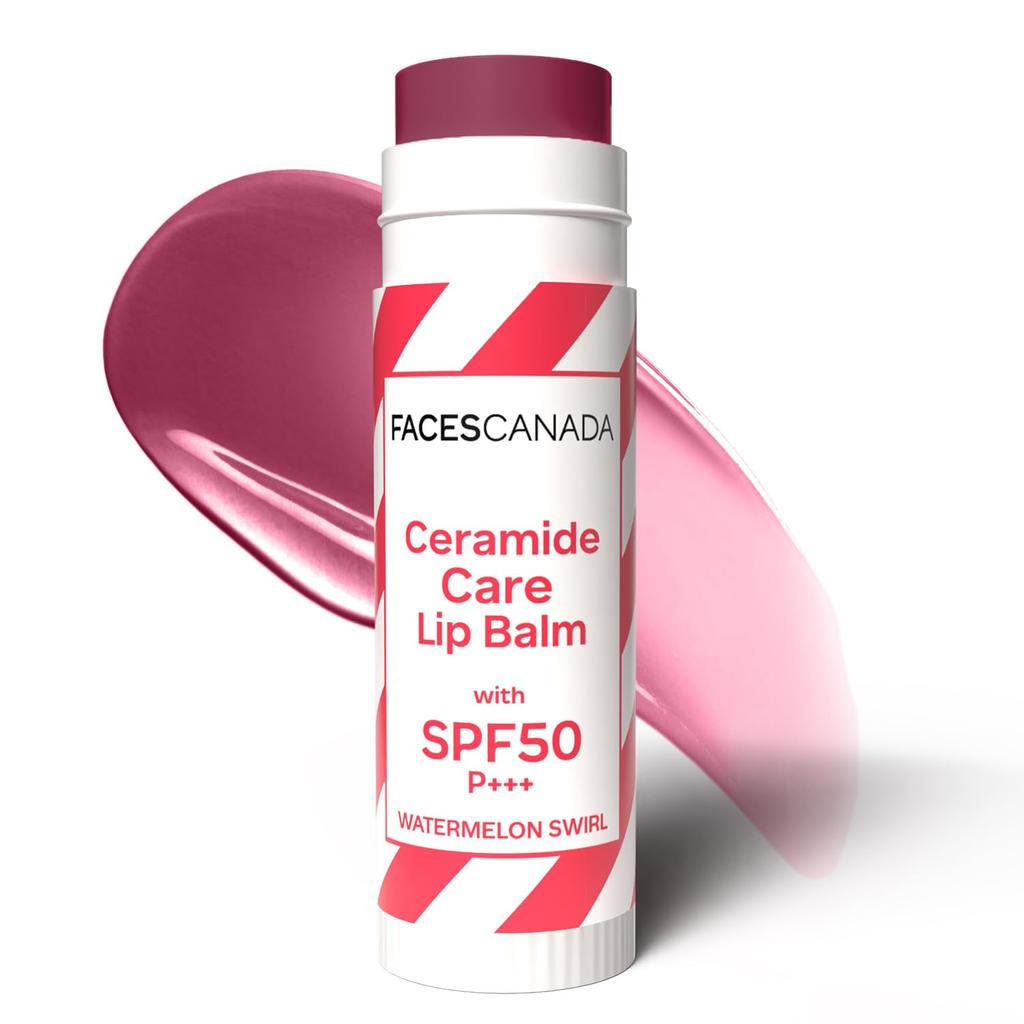 FACES CANADA Бальзам для губ Ceramide Care - Арбузный вихрь 03, 4 г | Оттеночный бальзам для губ | Защита SPF 50 PA +++ | Увлажняет сухие и потрескавшиеся губы | Предо