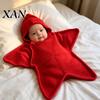 Baby Shower Gift for New Parents Starfish Sleeping Bag, Knitted Swaddle Sleep Sack with Hood, Cozy Infant Star Shaped Wearable Blanket, Newborn