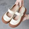 Genuine Leather Mary Jane Flats Women's Luxury Wide Width Shoes Autumn Woman Vintage Flat Moccasins Thick Durable Loafers