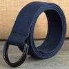 Double Ring Buckle Canvas Belt Men's and Women's BlackDType Buckle Cloth Fabric Belt Semicircular Ring Lengthened Canvas Pant