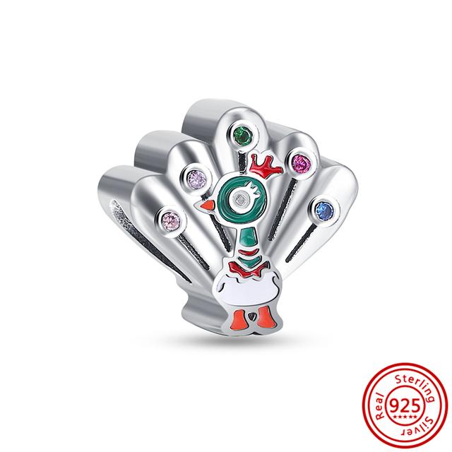 925 Серебряный Фламинго Павлин Сова Пингвин Птицы Мультфильм Мода Шарик Подходит Подвески Браслет Женщины DIY Ювелирные Изделия