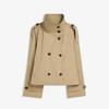 Retro Double-Breasted Lapel Short Trench Coat with Belt