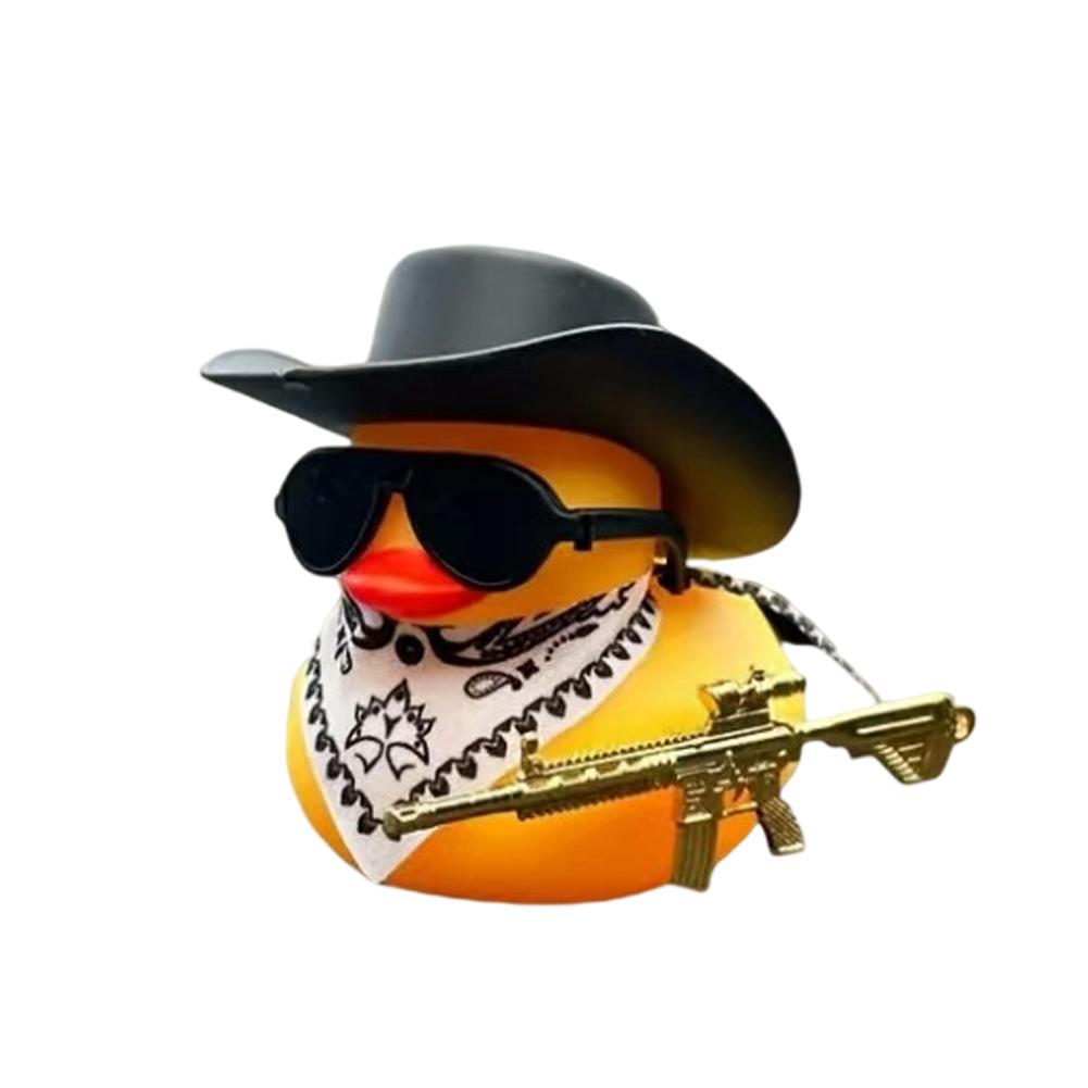 Car Interior Center Console Decoration Ornaments Cool Western Black Duck with Scarf Sunglasses Auto Interior Ornament