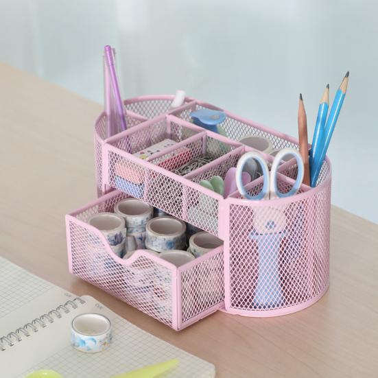 Practical Sliding Drawer Organized Large Capacity Nine Grids Office Stationery Box Office Supplies Pencil Storage Box