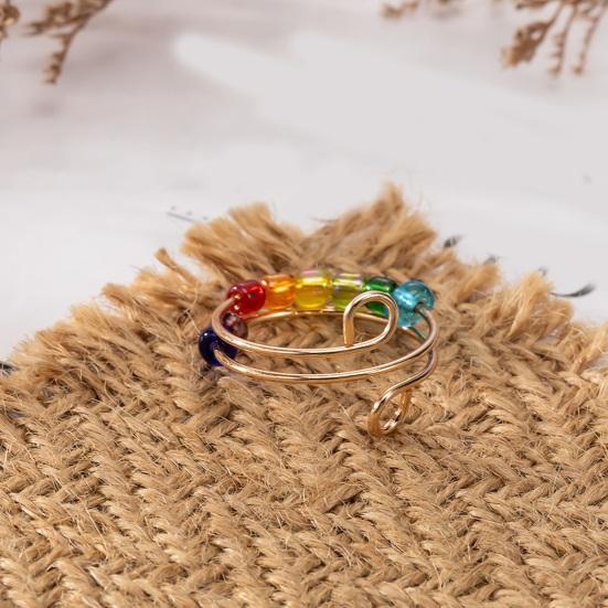 Вращающееся кольцо с разноцветными бусинами для снятия стресса и тревоги, открытое регулируемое кольцо для мужчин и женщин, модные ювелирные изделия, аксессуары, рождественский, новогодний подарок