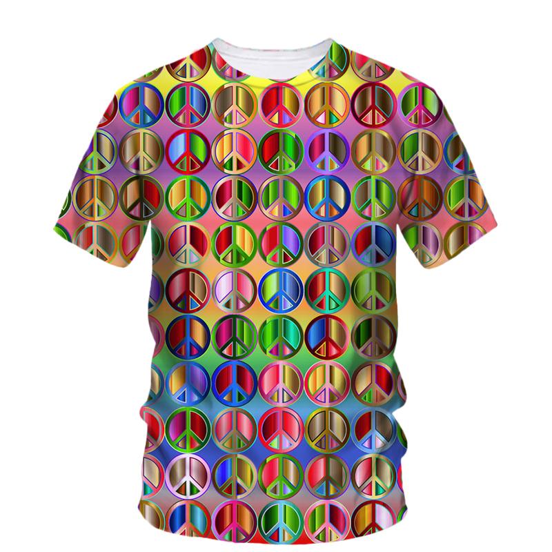 Летняя новая модная графическая футболка с нейтральным трендом, креативная цветная напечатанная повседневная футболка с круглым вырезом и коротким рукавом