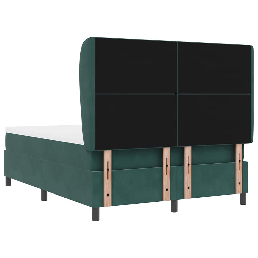 Box Spring Bed with Headboard Dark Green 190 x 140 cm Velvet