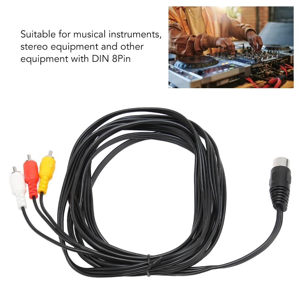 9.8ft DIN 8 Pin Male to 3RCA Male Cable Plug and Play DIN 8 Pin to 3RCA Audio Equipment