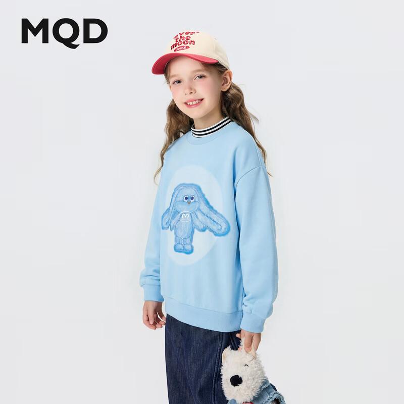 MQD Girls' Fleece-Lined Rabbit Print Mock Neck Sweatshirt