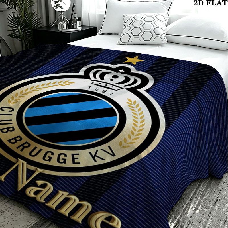 1PC Club Brugge KV Custom Name Patterned Flannel Blanket Suitable For All Seasons for Home Decor Warmth and Comfort Gifts Holiday Present