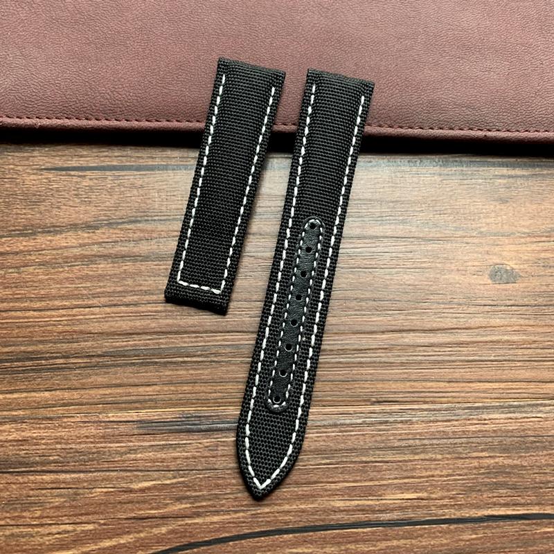 20 мм 22 мм черный, синий нейлоновый с кожаным ремешком для часов Omega AT150 Seamaster 300 600 Planet Ocean De Ville ремешок для часов