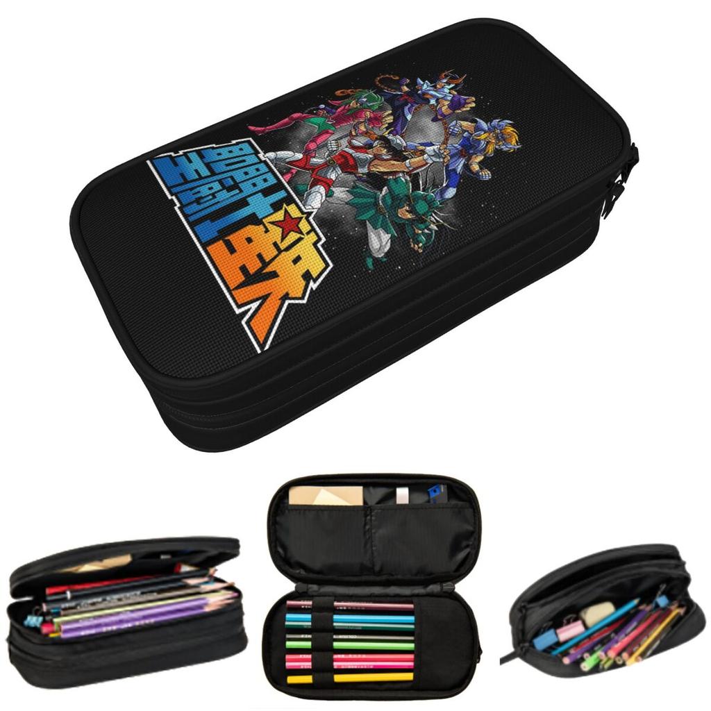 12 Gold Anime Knights Of The Zodiac Saint Seiya Pencil Case for School Pen Box Pencil Bag Stationery Supplies Pen Holder Bag