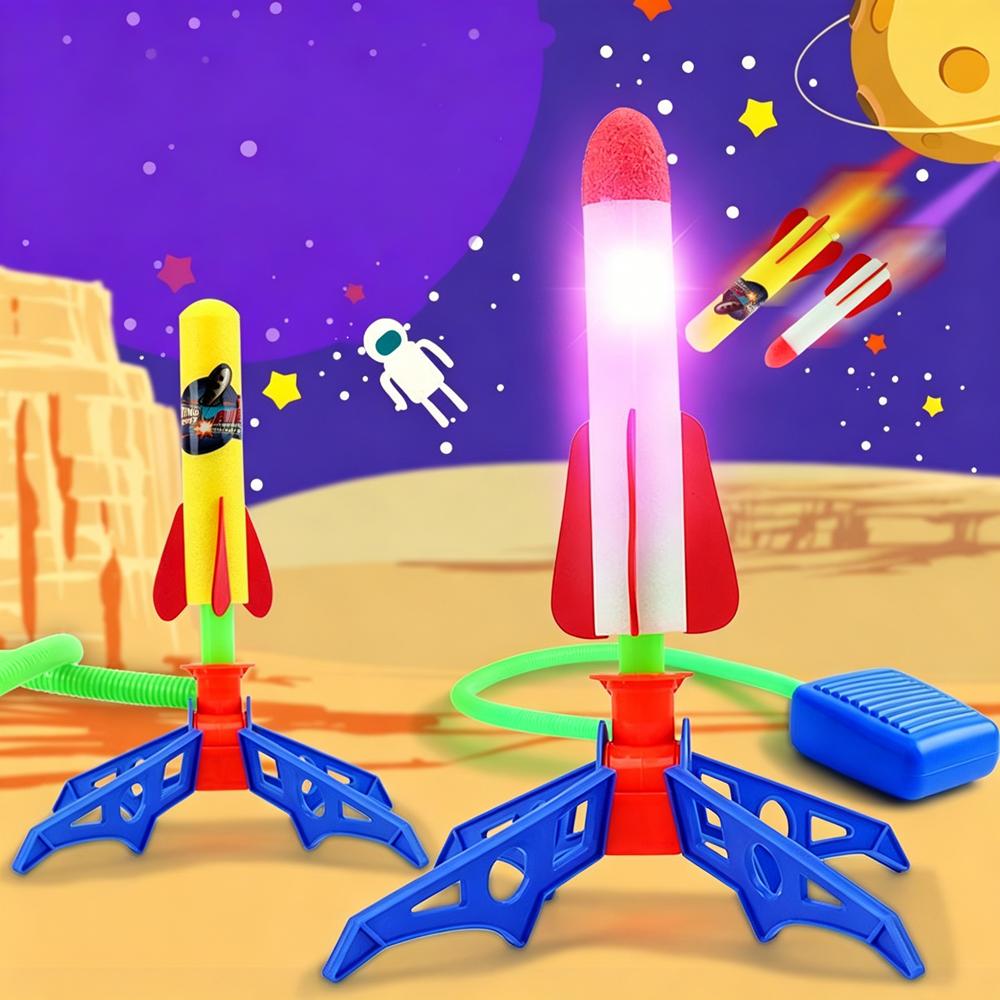Kid Air Rocket Foot Pump Launcher Outdoor Air Pressed Pedal Soaring Rocket Toys Child Play Set Jump Sport Game Toys For Children 6