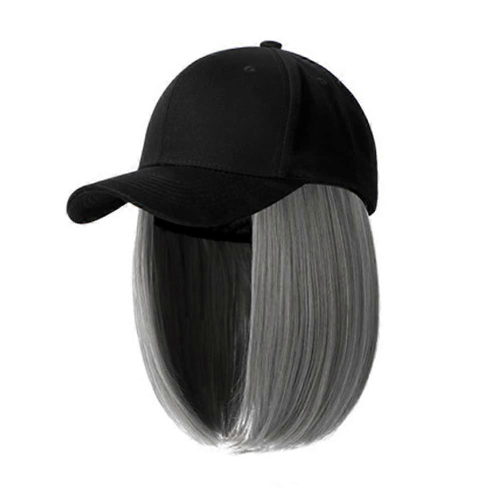 Wig Hat with Removable Hair Extension Synthetic Fiber Bob Hairstyle for Women Girls
