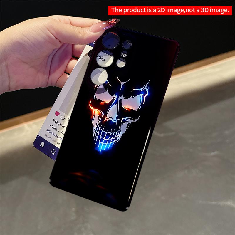 2DFlat Samsung phone case Glowing Skull Neon Art Phone Case Applicable to Galaxy S23 S24 S25ULTRA S26 A12 A14 A15 A16 A54 A55