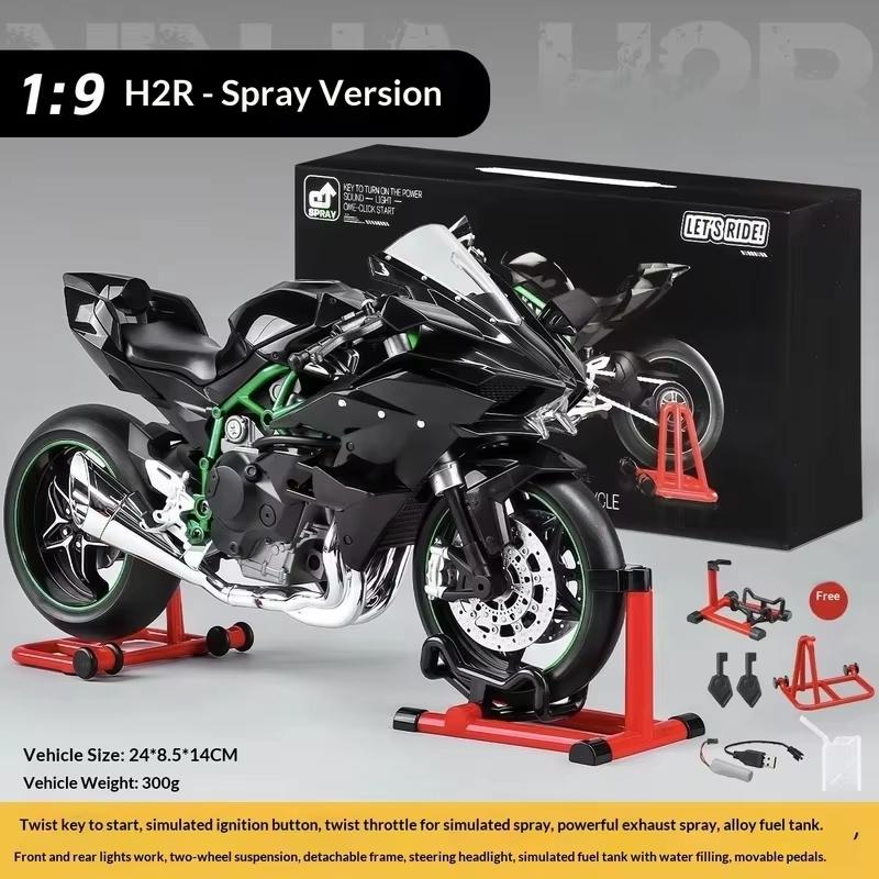2026 Kawasaki H2R 1:Динамическая модель 9-го масштаба - Мотоцикл из сплава с эффектом дыма в подарочной коробке, Коллекционное издание Автомобили Любители мотоциклов Симуляционная игрушка