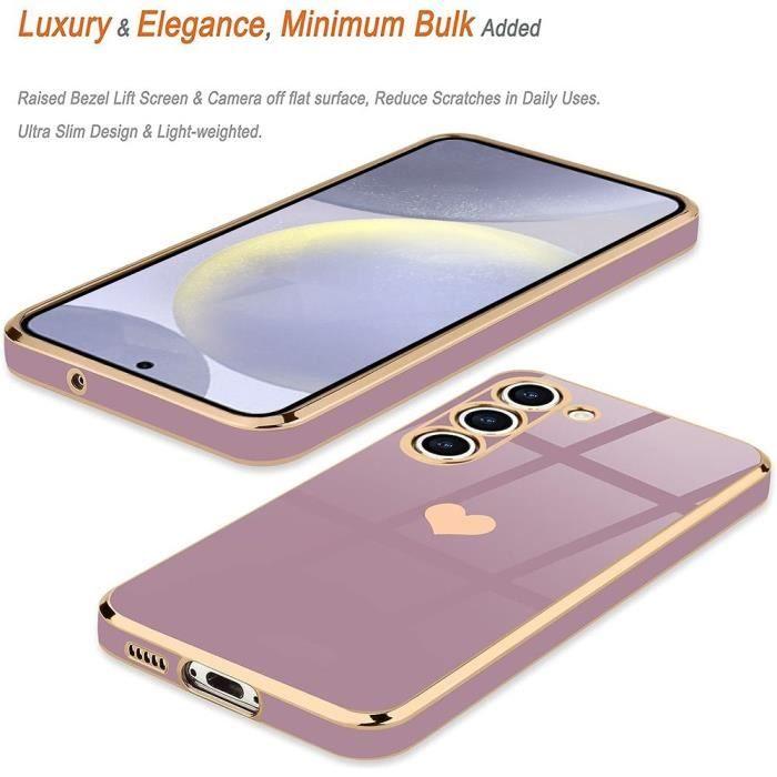 Чехол - BOOLING - для Samsung Galaxy S24 Plus - Узор Сердце - Мягкий Силикон - Роскошный Фиолетовый