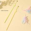Cat Ticker Stick Cat High Funk Wand Long Pole Colorful Feather with Bell Bite Resistant Fairy Cat Ticker Stick