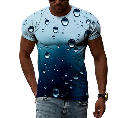Мужская футболка с креативным 3D-принтом Raindrop, модная повседневная, с принтом природных пейзажей, с круглым вырезом, с коротким рукавом и большим вырезом