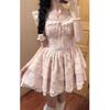Vintage Lolita Dress Women Lace Patchwork Sweet Princess Ruffle High Waist Layered Dress Female Korean Fashion Elegant Dress