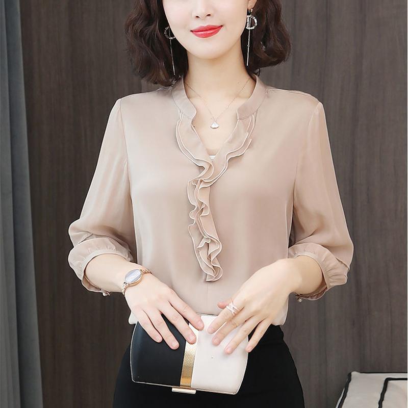 Shirt Women's Fashion Small Shirt Middle Age Loose Thin Medium Sleeve Top Women's Shirt Fashion